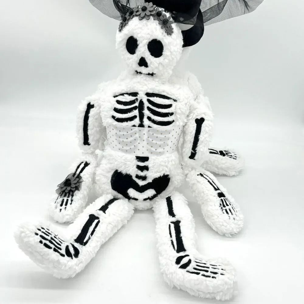 Skeleton Couple 2 pc Pillow Set Mr & Mrs Bride Groom Halloween Sherpa Pillows